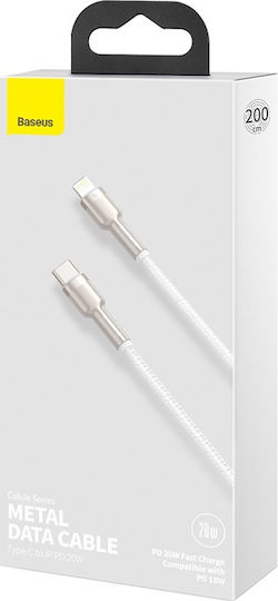 Baseus Cafule Metal Braided USB-C to Lightning Cable 20W White 2m (CATLJK-B02)