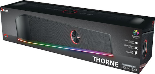 Trust GXT 619 Thorne RGB Illuminated Soundbar Компютърни тонколони 2.0 с мощност 12W в Черен цвят