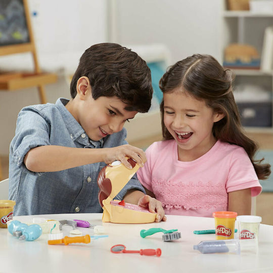 Hasbro Play-Doh Plasticine - Gold Drill n Fill Dentist Game for Ages 3+, 8 Pieces