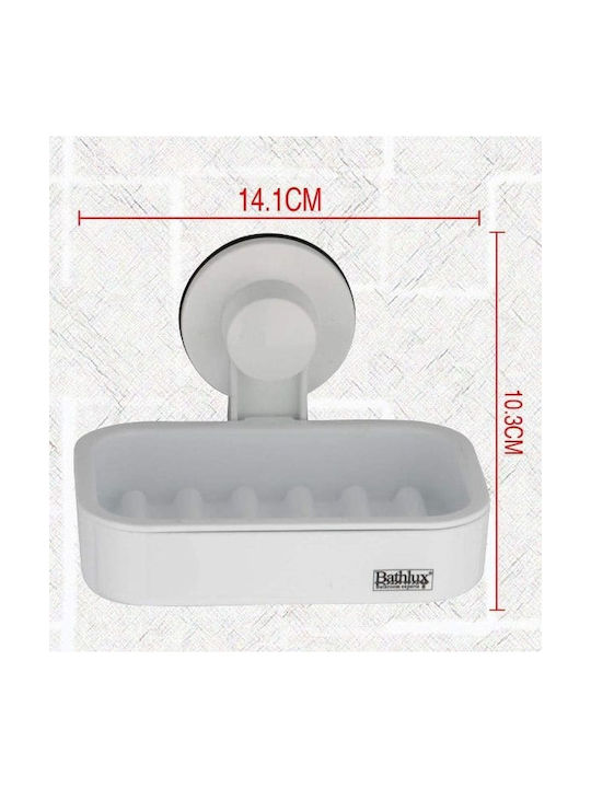 Bathlux 30132 Wandmontiert Seifenschale Kunststoff mit Saugnapf Weiß