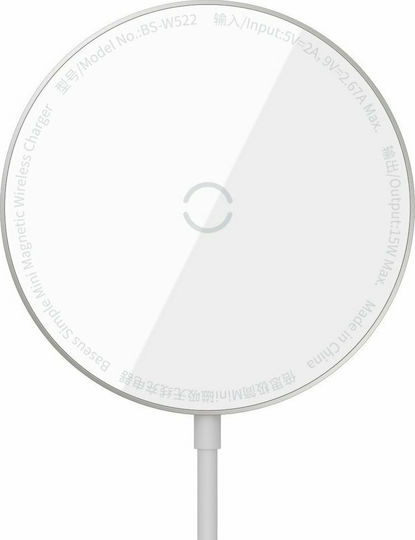 Baseus Φορτιστής Magsafe 15W Λευκός (Simple Mini Magnetic)