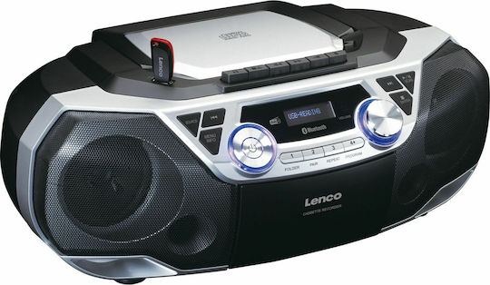 Lenco SCD-720 Φορητό Ηχοσύστημα με CD / USB / Κασετόφωνο / Ραδιόφωνο Ασημί