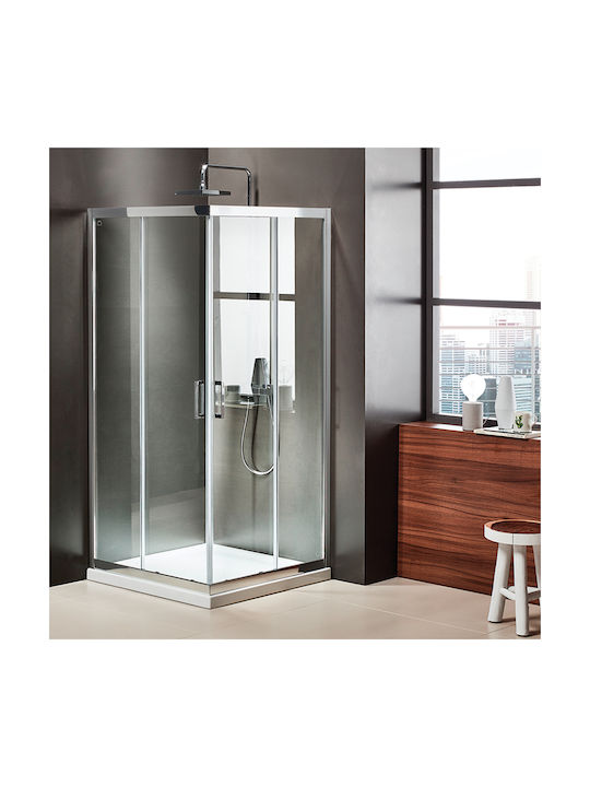 Axis Corner Entry Καμπίνα Ντουζιέρας με Συρόμενη Πόρτα 80x80x185cm Clean Glass