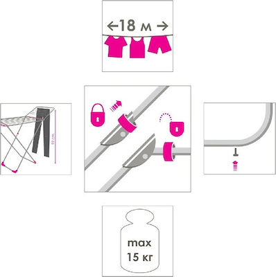 Eurogold Stabilo Pliere Suport de uscat rufe Etaj din metal cu lungimea de uscare 18m
