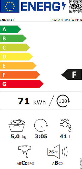 Indesit BWSA 51051 W EE N Πλυντήριο Ρούχων 5kg 1000 Στροφών F162081