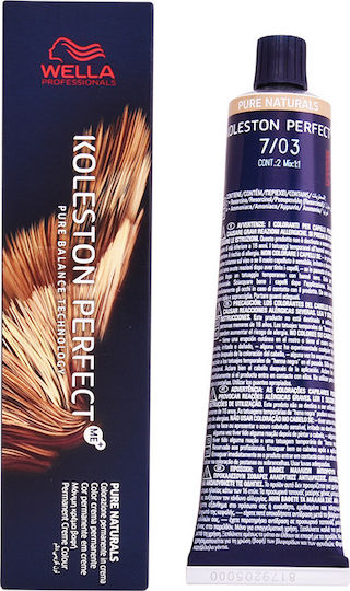 Wella Koleston Perfect Me+ Pure Naturals Βαφή Μαλλιών 7/03 Ξανθό Φυσικό Χρυσό 60ml