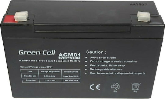 Green Cell Батерия UPS с Капацитет 12Ах и Напрежение 6V AGM01 1бр