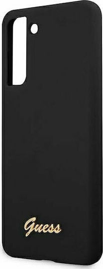 Guess Metal Logo Script Back Cover Silicone Black (Galaxy S21+)