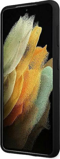 Guess Metal Logo Script Back Cover Silicone Black (Galaxy S21+)