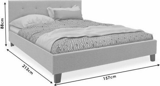 Mago Pat Dublu Tapițat cu Material Bej cu Plăci Potrivit pentru Saltea 150x200cm