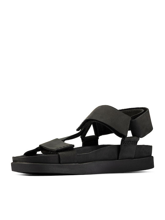 Sunder Range Leder Herrensandalen in Schwarz Farbe