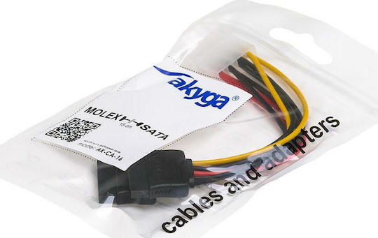 Akyga 4-Pin Molex - 15-Pin Sata Cable 0.15m Πολύχρωμο AK-CA-16