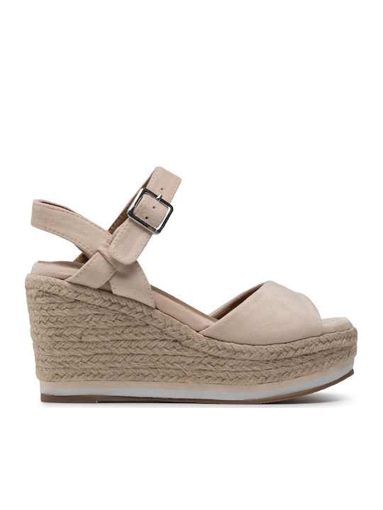 Refresh Platforme dama în stil espadrile Bej