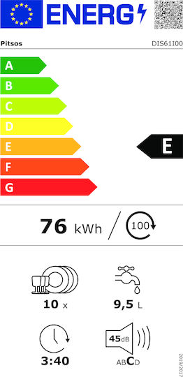 Pitsos Einbaugeschirrspüler mit Wi-Fi für 10 Gedecke B44.8xH81.5cm