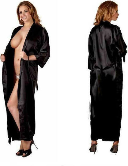 Cottelli Collection Long Satin Kimono Sexy Ρόμπα Black