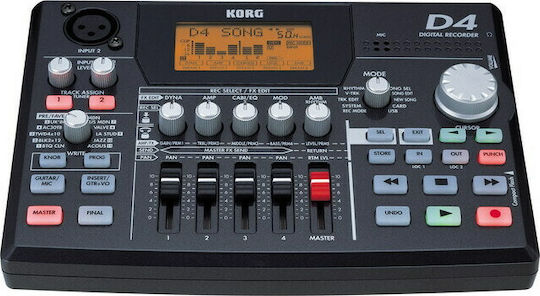 Korg D4 Mehrkanalig Digitaler Tragbarer Rekorder Strom zur Aufnahme auf Speicherkarte mit Aufnahmezeit von 72 Stunden