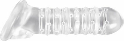 Ns Novelties Renegade Ribbed Sleeve Extension Clear