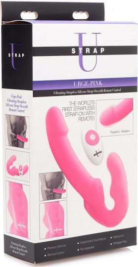 Strap U Urge Strapless Strap On Vibrator Без презрамки Страп-он с Дилдо 24см с вибрация в Розов цвят