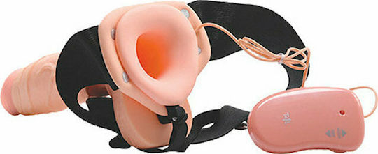 Toyz4lovers Real Rapture Air Feeling Hollow Vibrating Strap On Harness με Dildo 20.5cm και Δόνηση στο χρώμα του δέρματος