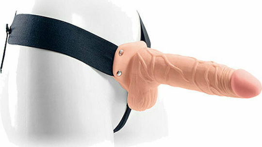 Toyz4lovers Real Rapture Air Feeling Hollow Vibrating Strap On Harness με Dildo 20.5cm και Δόνηση στο χρώμα του δέρματος