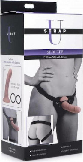 Strap U Seducer Harness με Dildo 15cm σε Μαύρο Χρώμα 4τμχ