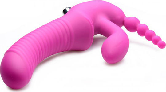 Strap U Regal Rider Strap On Vibrator Strapless Strap On με Τριπλό Dildo 22cm και Δόνηση σε Μωβ Χρώμα