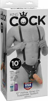 Pipedream Kick Cock Hollow Strap-On Suspender System Gurtzeug mit Einzeln Dildo 25.4cm in Weiß Farbe