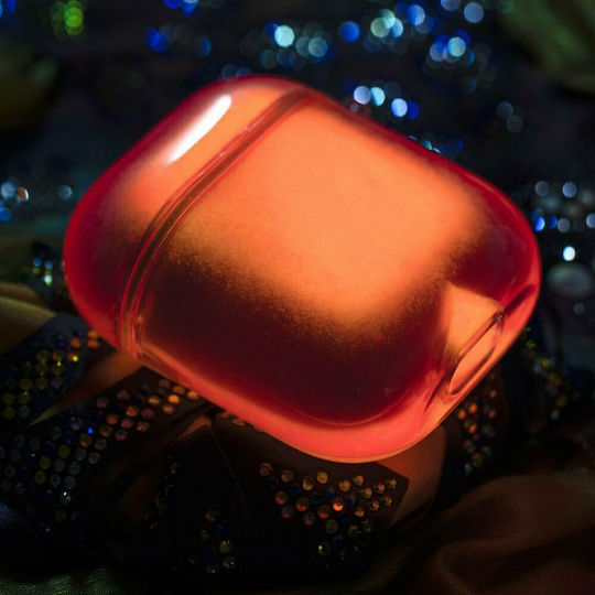 Kingxbar Galaxy Nightglow Luminescent Θήκη Σιλικόνης σε Κόκκινο χρώμα για Apple AirPods