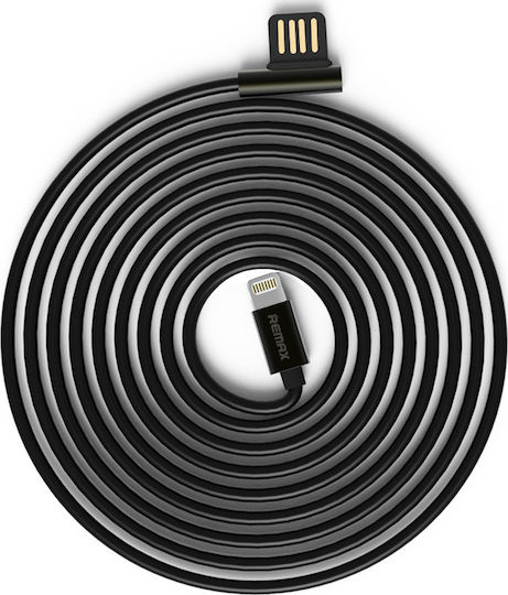 Remax Emperor RC-054i Winkel (90°) / Regulär USB-A zu Lightning Kabel Schwarz 1m (14835)