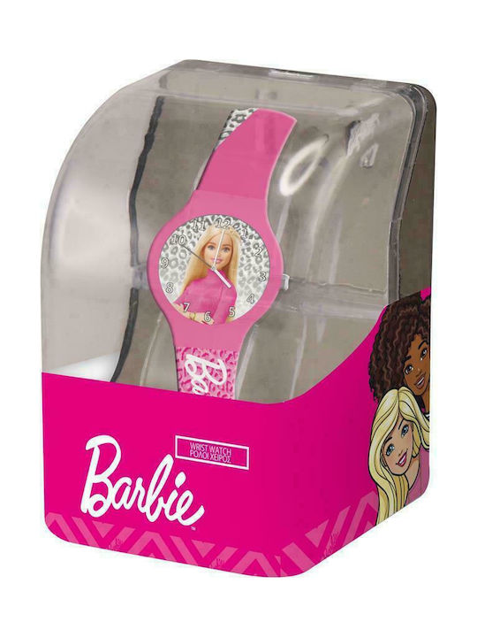Διακάκης Barbie Παιδικό Αναλογικό Ρολόι με Λουράκι από Καουτσούκ/Πλαστικό Φούξια
