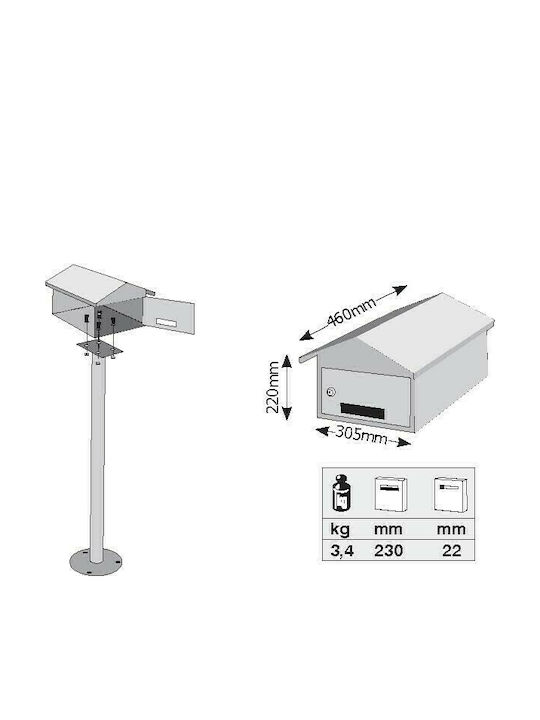 Viometal LTD Κοπεγχάγη 170 Γραμματοκιβώτιο Εξωτερικού Χώρου Μεταλλικό 46x30.5x22cm
