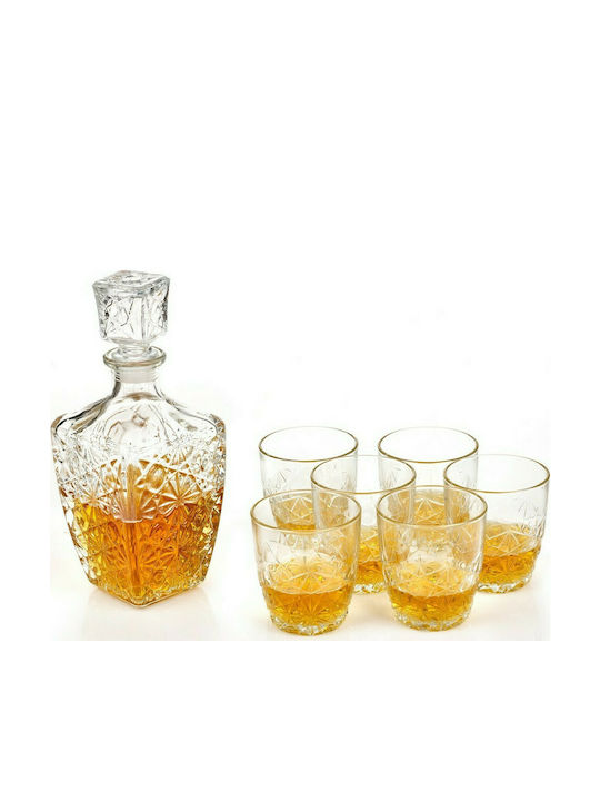 Homestyle Dedalo Crystal Whiskey Decanter with Stopper & Glasses 780ml 7pcs