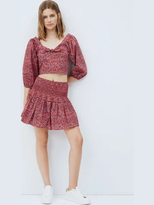 Dani High-waisted Mini Skirt Floral Burgundy