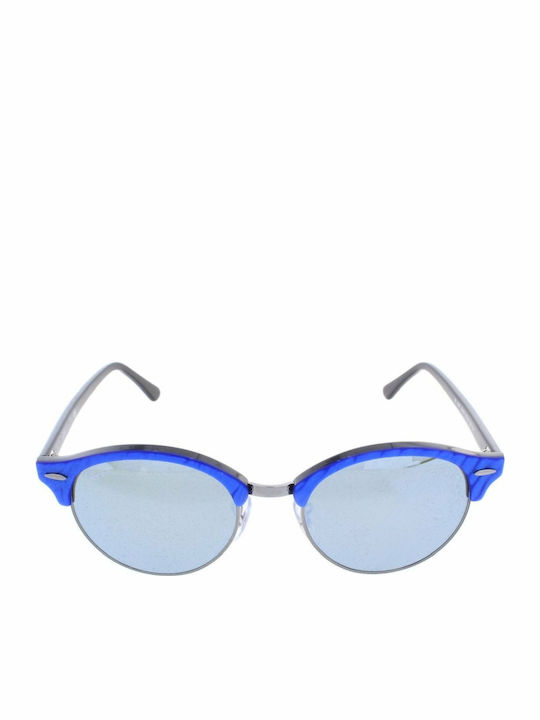 Ray Ban Clubround Unisex Sunglasses with Blue Frame and Silver Mirror Lens RB4246 984/30
