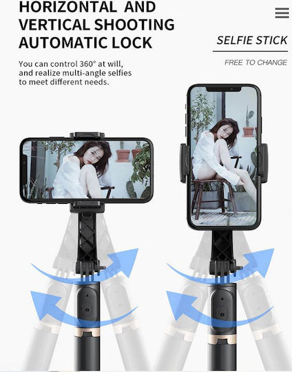 Q08 Selfie Stick Mobile Phone Tripod Bluetooth Black