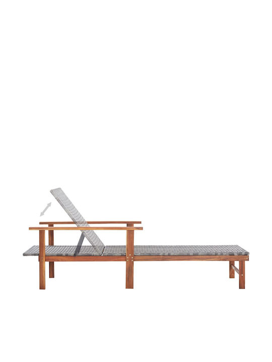 Ξαπλώστρα Rattan Καφέ 200x55x56εκ.