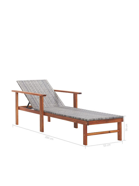 Ξαπλώστρα Rattan Καφέ 200x55x56εκ.