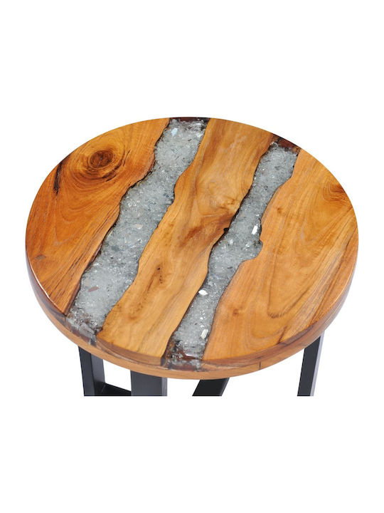 Rundes Beistelltisch aus Massivholz Braun M40xL40xH45cm