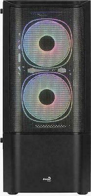 Aerocool Quantum Mesh v2 Gaming Midi Tower Κουτί Υπολογιστή με Πλαϊνό Παράθυρο και RGB Φωτισμό Μαύρο