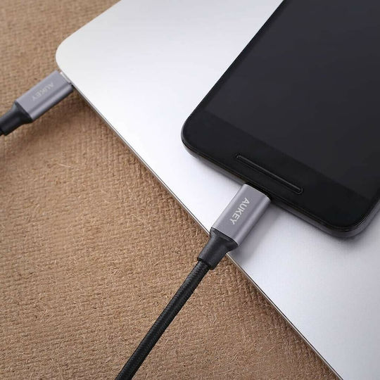 Aukey Braided USB 2.0 Cable USB-C male - USB-C Μαύρο 1m CB-CD5