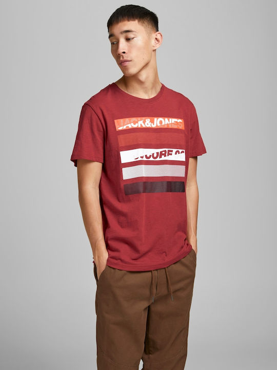 Jack & Jones T-shirt Bărbătesc cu Mânecă Scurtă Roșu