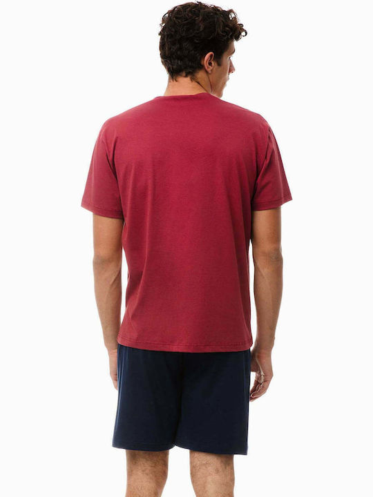 Minerva 90-70922 Men's Summer Cotton Pajamas Set Bordeaux 90-70922-458