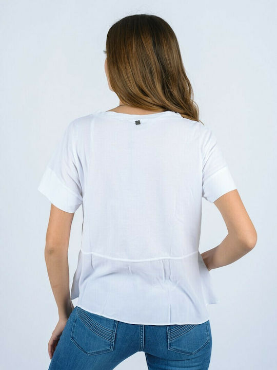 Attrattivo Women's Summer Blouse Short Sleeve White