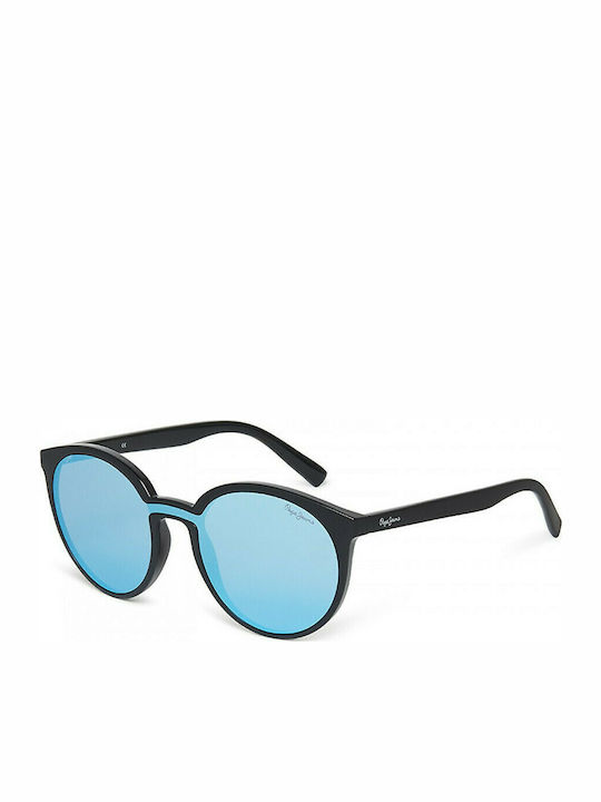 Pepe Jeans Women's Sunglasses with Black Plastic Frame and Light Blue Lens PJ7358-11