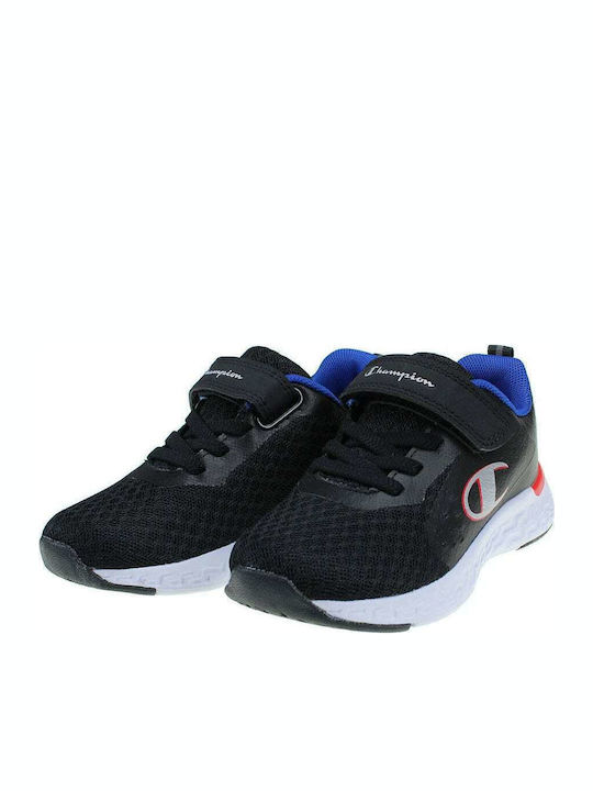Bold Kids Sports Shoes Running with Hoop & Loop Closure Black