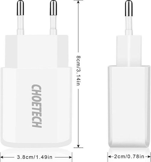 Choetech Φορτιστής Χωρίς Καλώδιο με 2 Θύρες USB-A Λευκός (C0030)