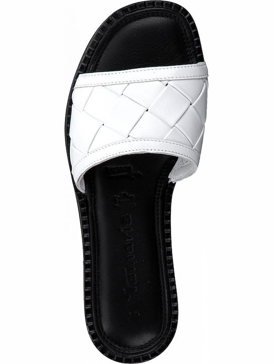 Leather Women's Flat Sandals in White Color