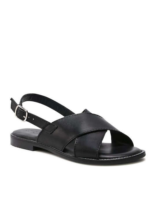 Tamaris Leather Women's Flat Sandals In Black Colour 1-28119-26 003