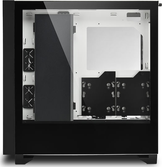 Sharkoon Elite Shark CA300H Геймърско бюро Midi Tower Компютърна кутия със страничен прозорец и RGB осветление Бял