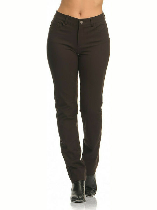 Cms Γυναικείο παντελόνι ελαστικό στενή γραμμή χρώμα καφέ